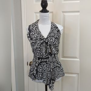 White House Black Market 100% Silk Size 6 Floral Halter Top